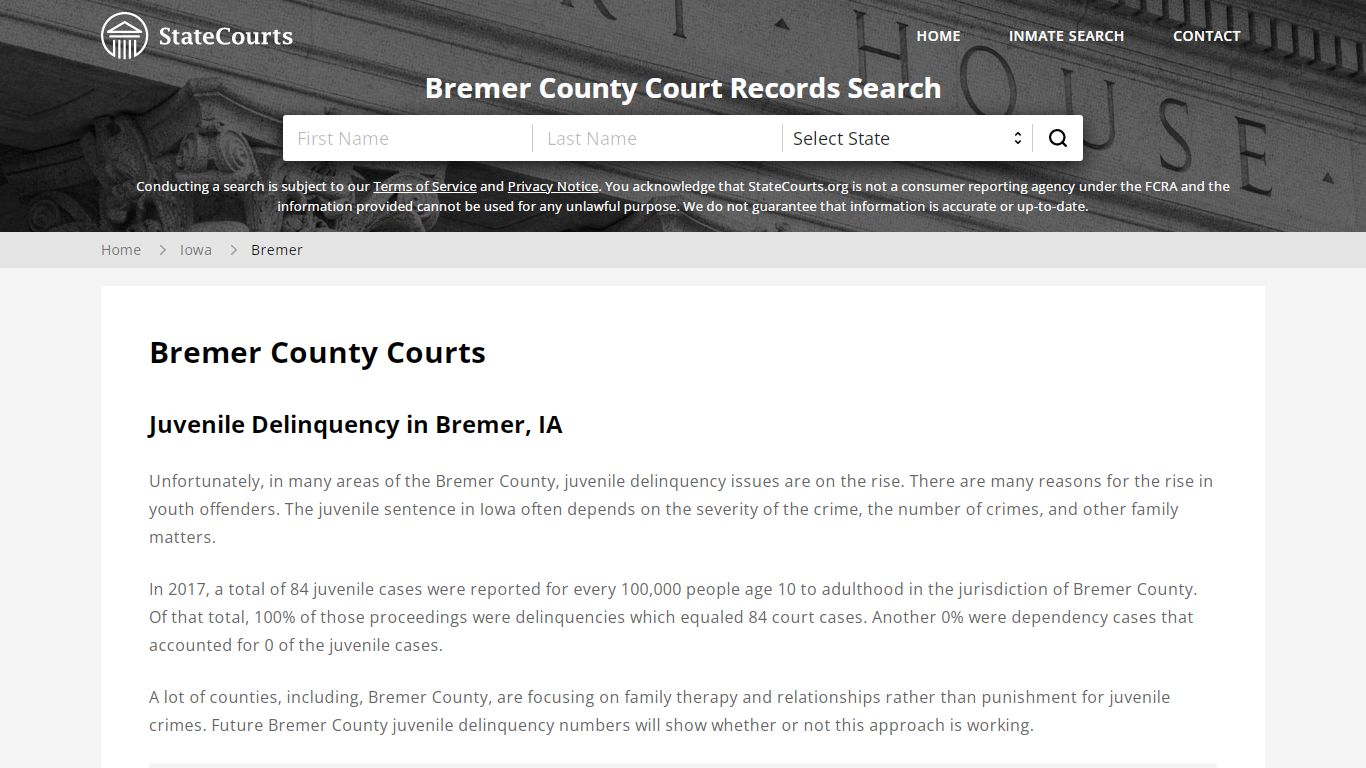 Bremer County, IA Courts - Records & Cases - StateCourts