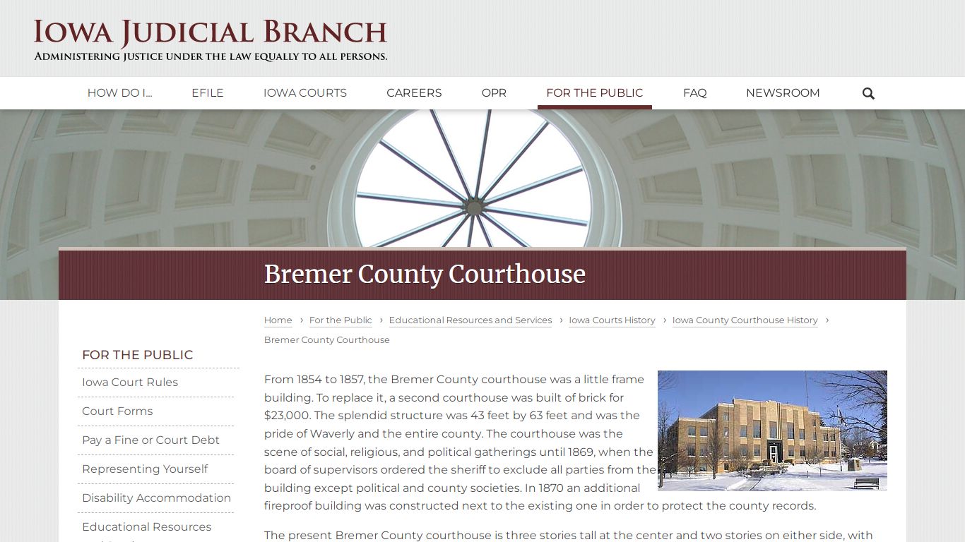 Bremer County Courthouse | Iowa Judicial Branch